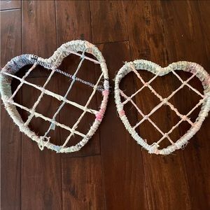 2 Vintage Old Quilt Handcrafted Hearts